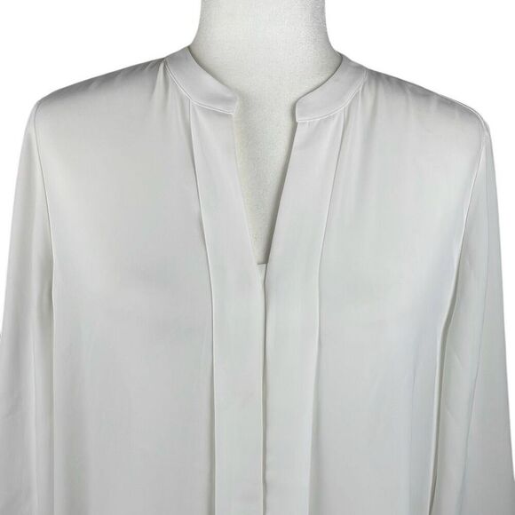 Chico’s Metallic Pleats Tenna II 3/4 Sleeve Blouse 1 Optic White Silver - Picture 3 of 16